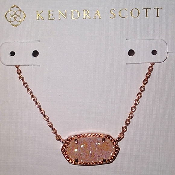 New ELISA Kendra Scott Drusy Rose🌹 Gold Necklace - Picture 1 of 13